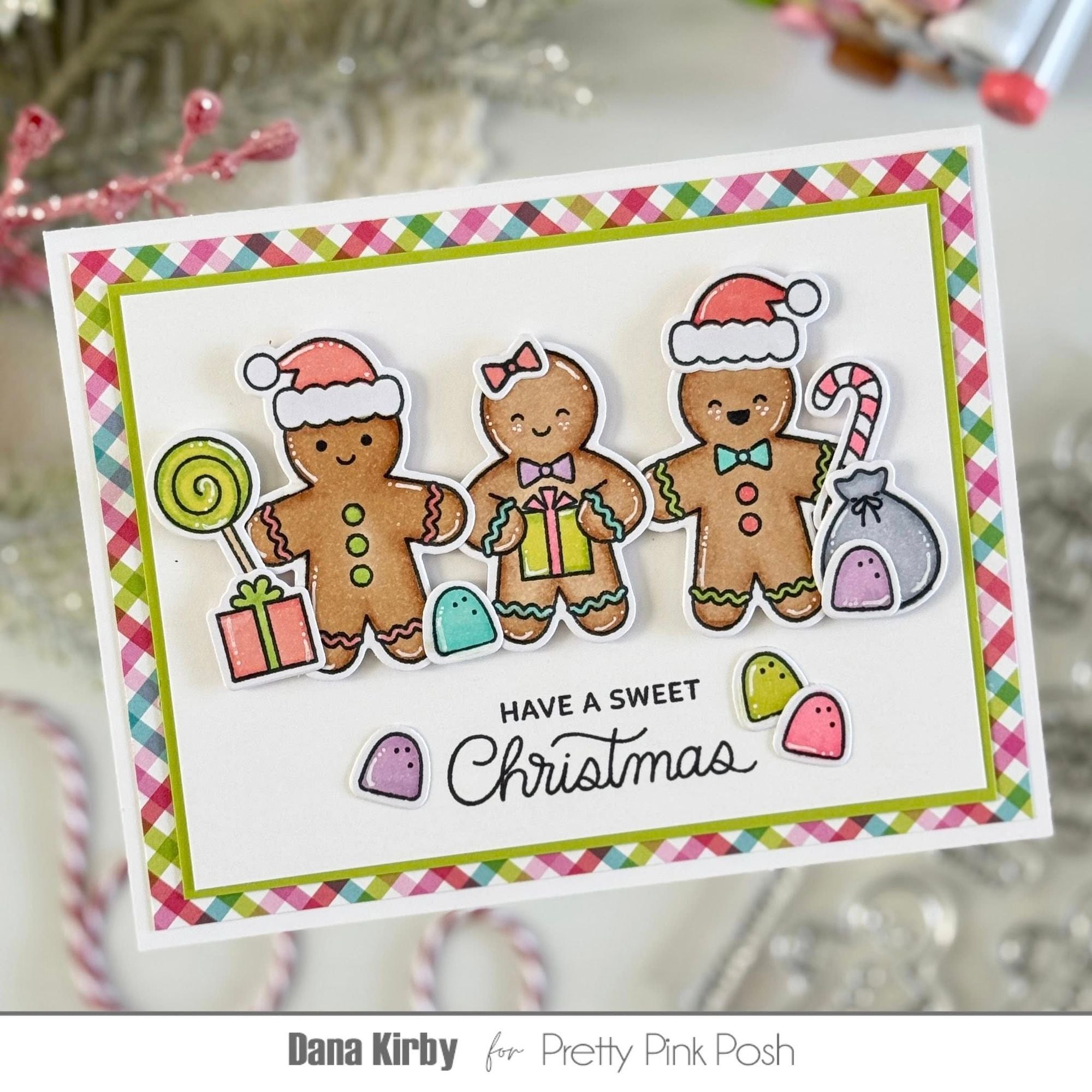 Pretty Pink Posh Gingerbread Friends Clear Stamp and Die Set gumdrops