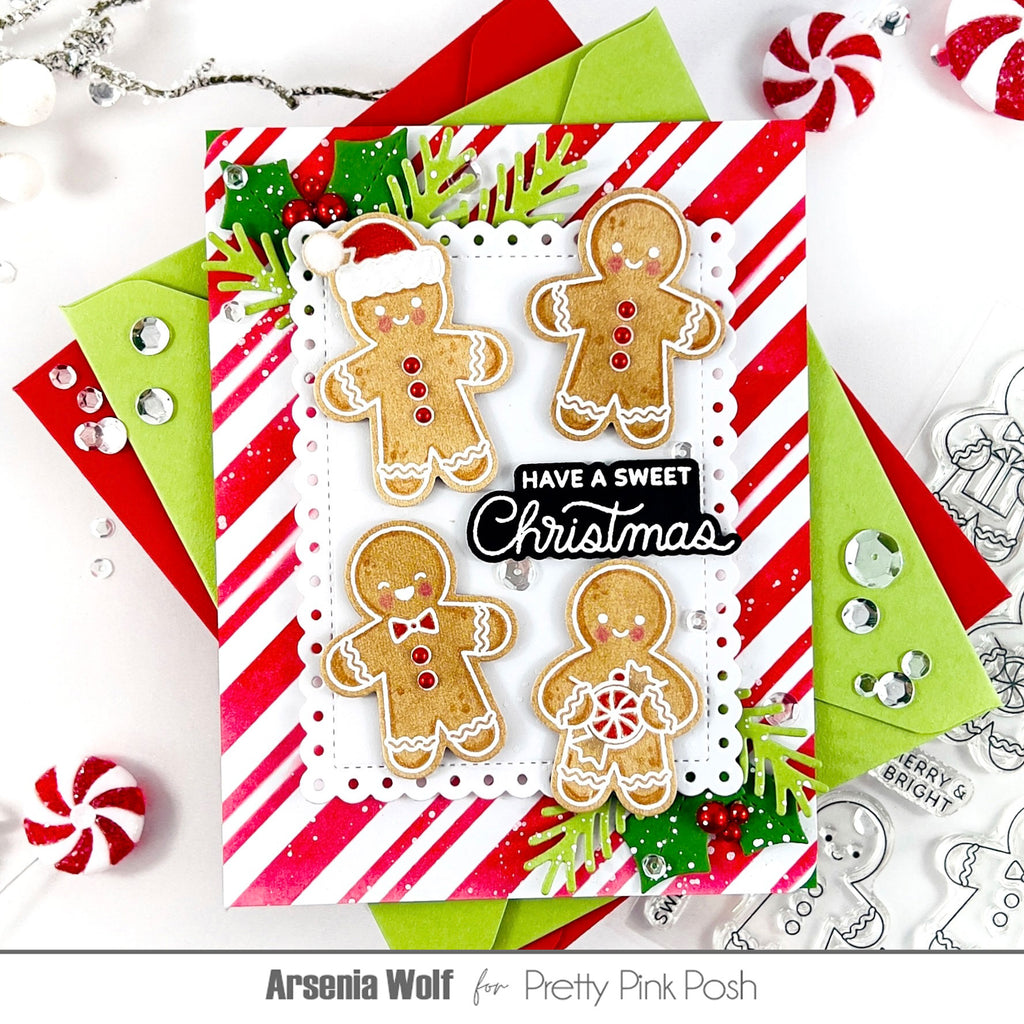 Pretty Pink Posh Gingerbread Friends Clear Stamps stripes