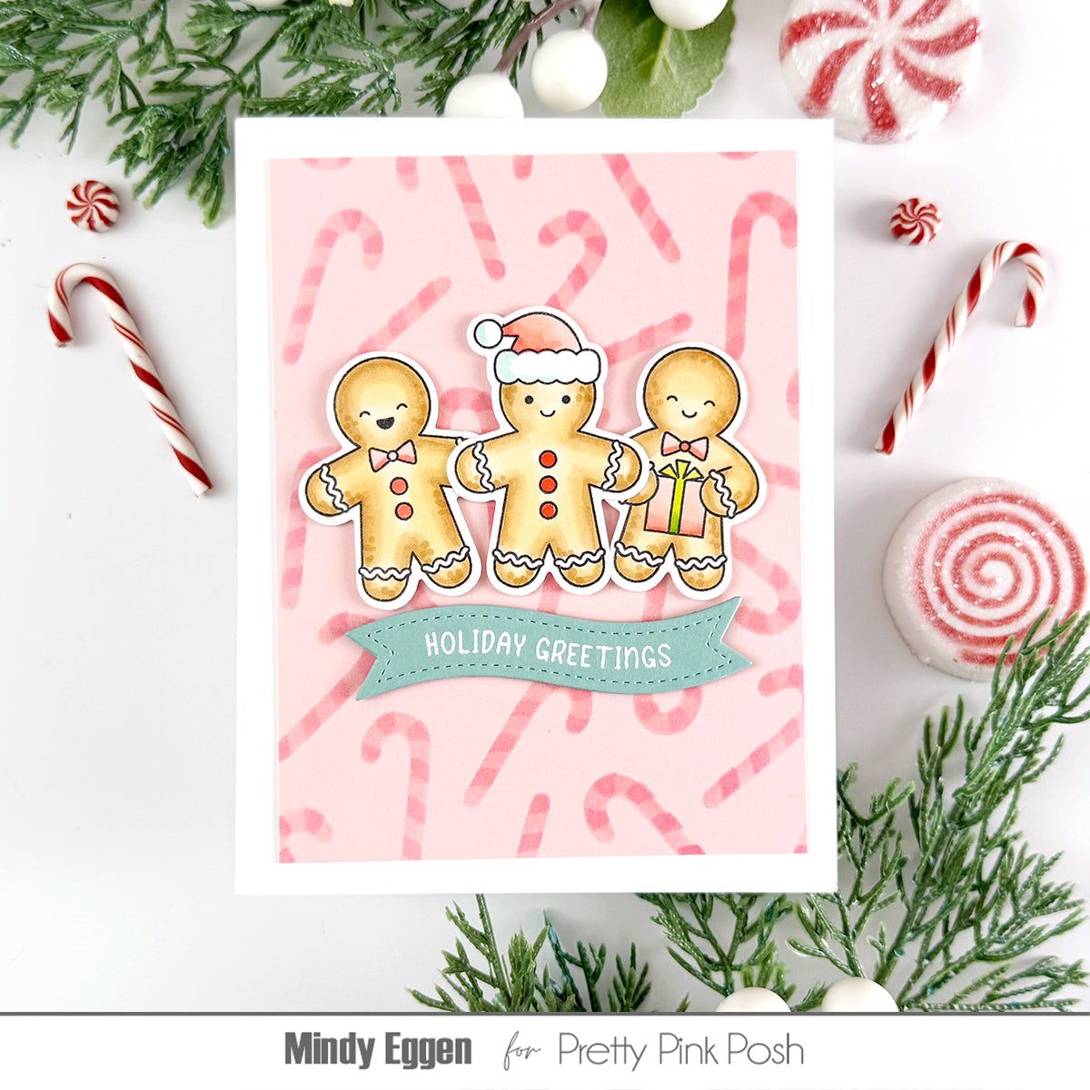 Pretty Pink Posh Gingerbread Friends Dies greetings