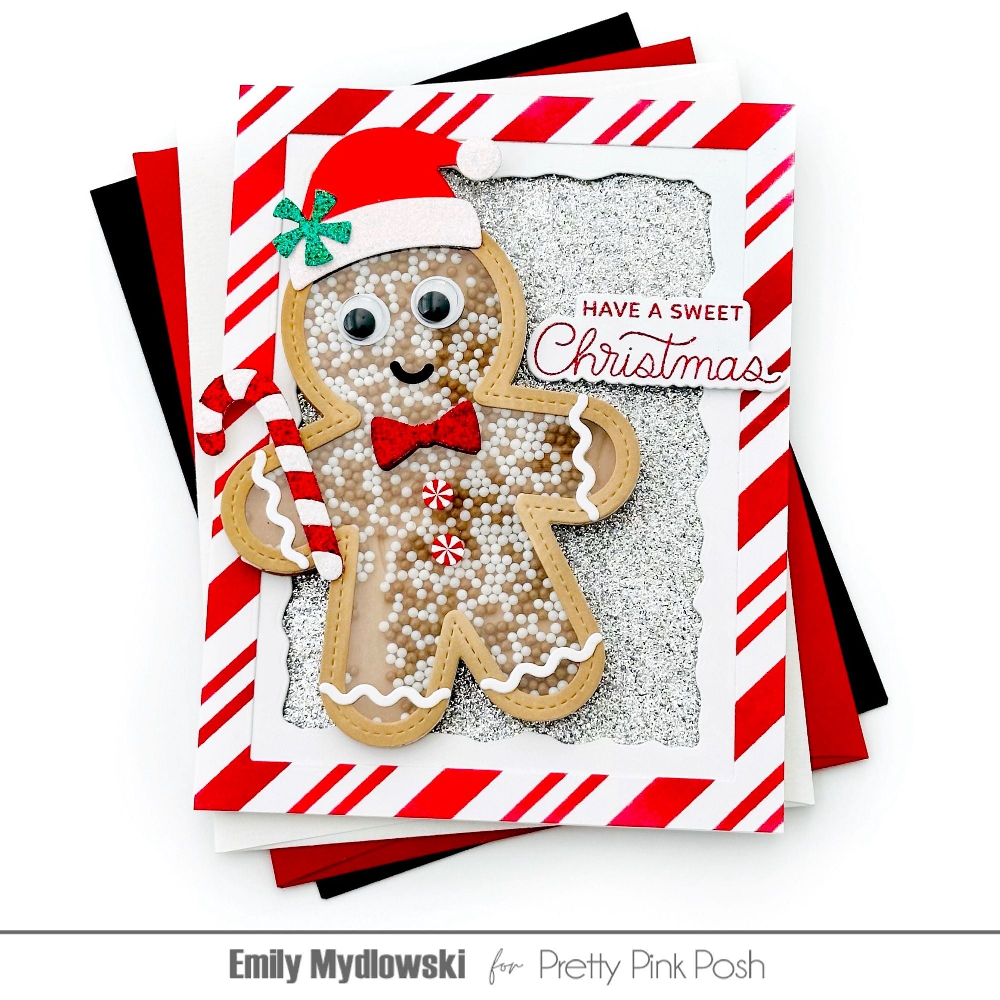 Pretty Pink Posh Gingerbread Glass Shaker Beads shaker card
