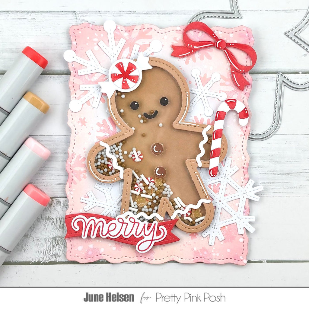 Pretty Pink Posh Gingerbread Shaker Dies snowflakes