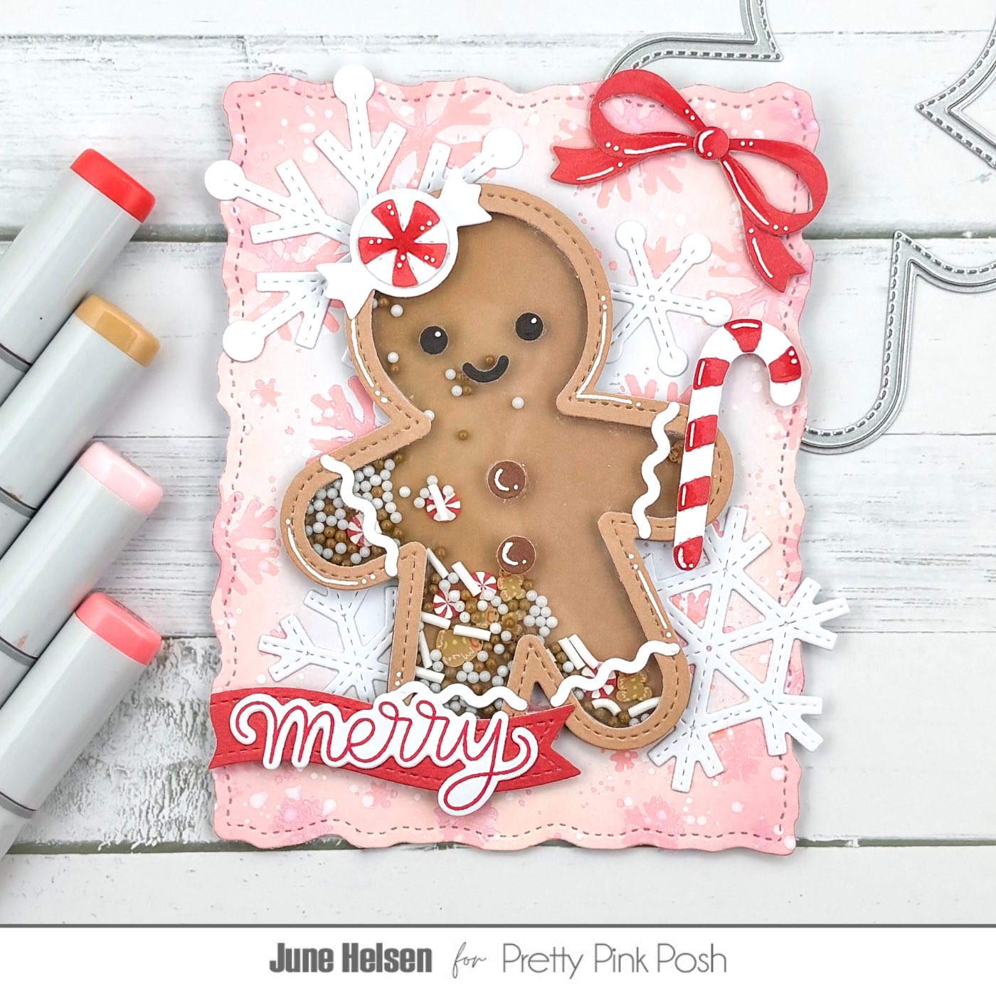 Pretty Pink Posh Gingerbread Shaker Dies snowflakes