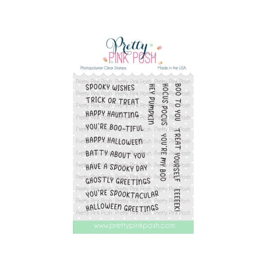 Pretty Pink Posh Halloween Banner Greetings Clear Stamps