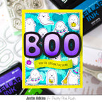 Pretty Pink Posh Halloween Banner Greetings Clear Stamps cute ghosts halloween card