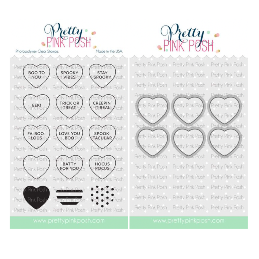 Pretty Pink Posh Halloween Candy Hearts Clear Stamp and Die Set