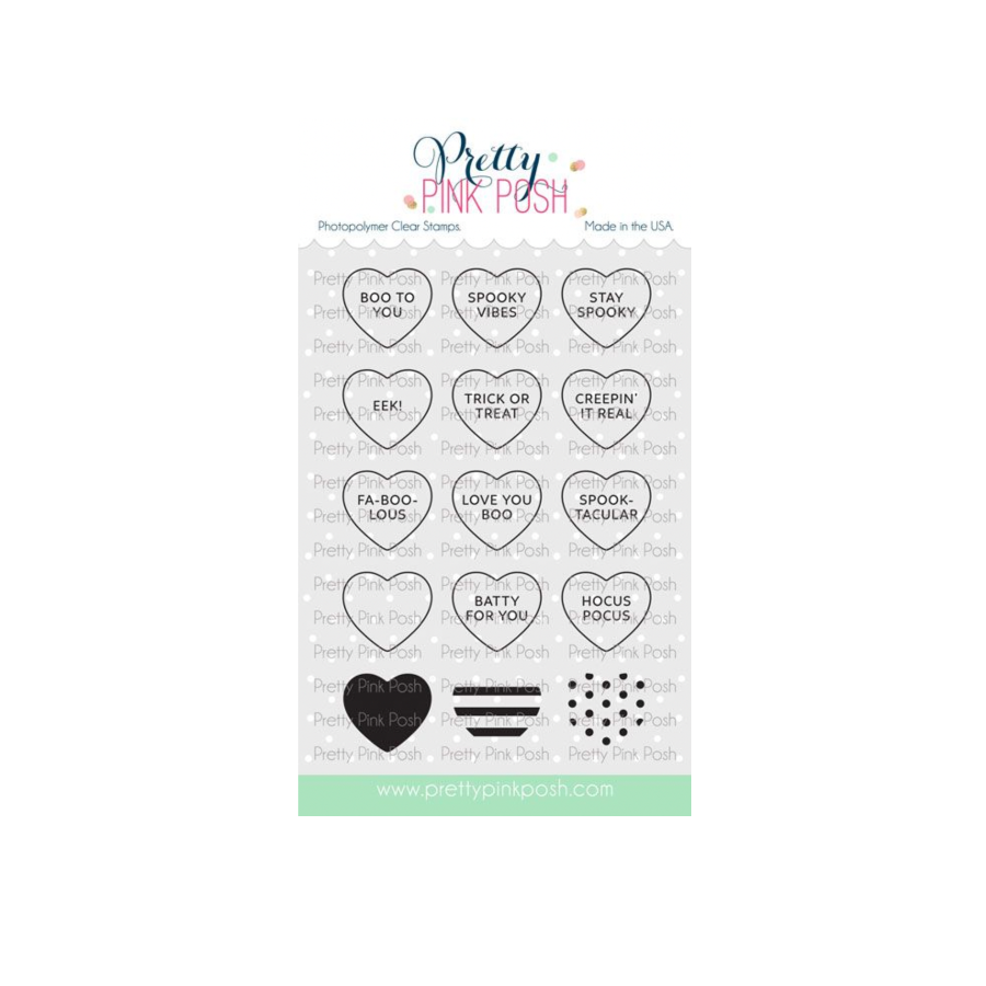 Pretty Pink Posh Halloween Candy Hearts Clear Stamp and Die Set image 1