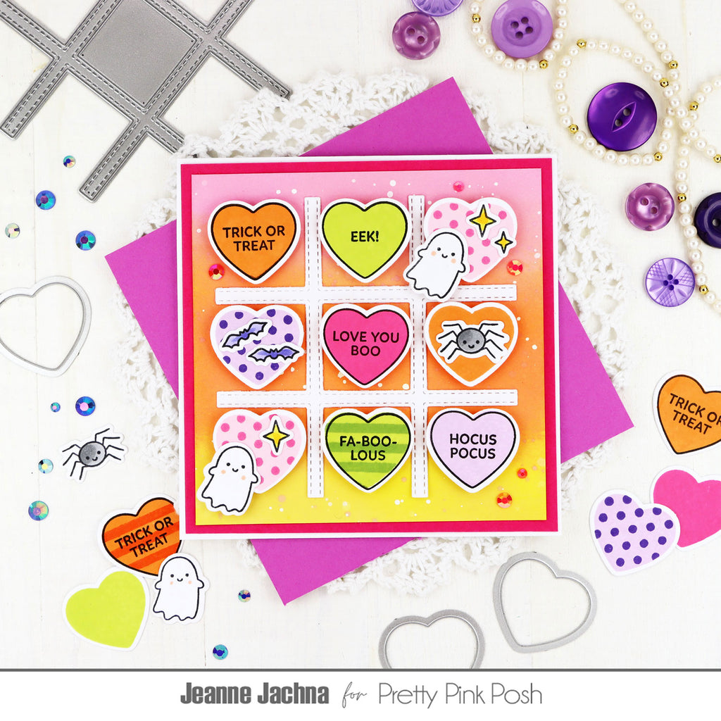 Pretty Pink Posh Halloween Candy Hearts Clear Stamps ghosts
