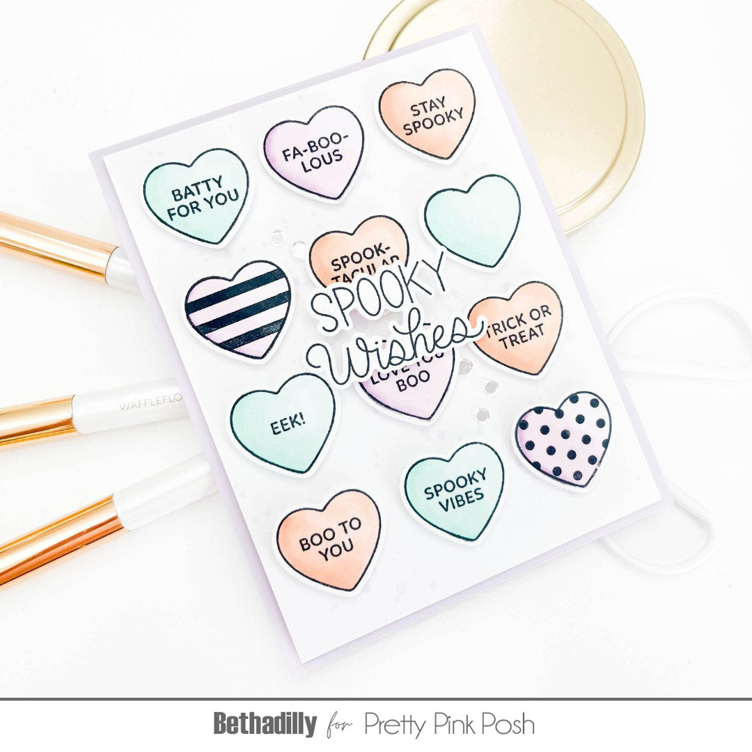 Pretty Pink Posh Halloween Candy Hearts Dies spooky wishes