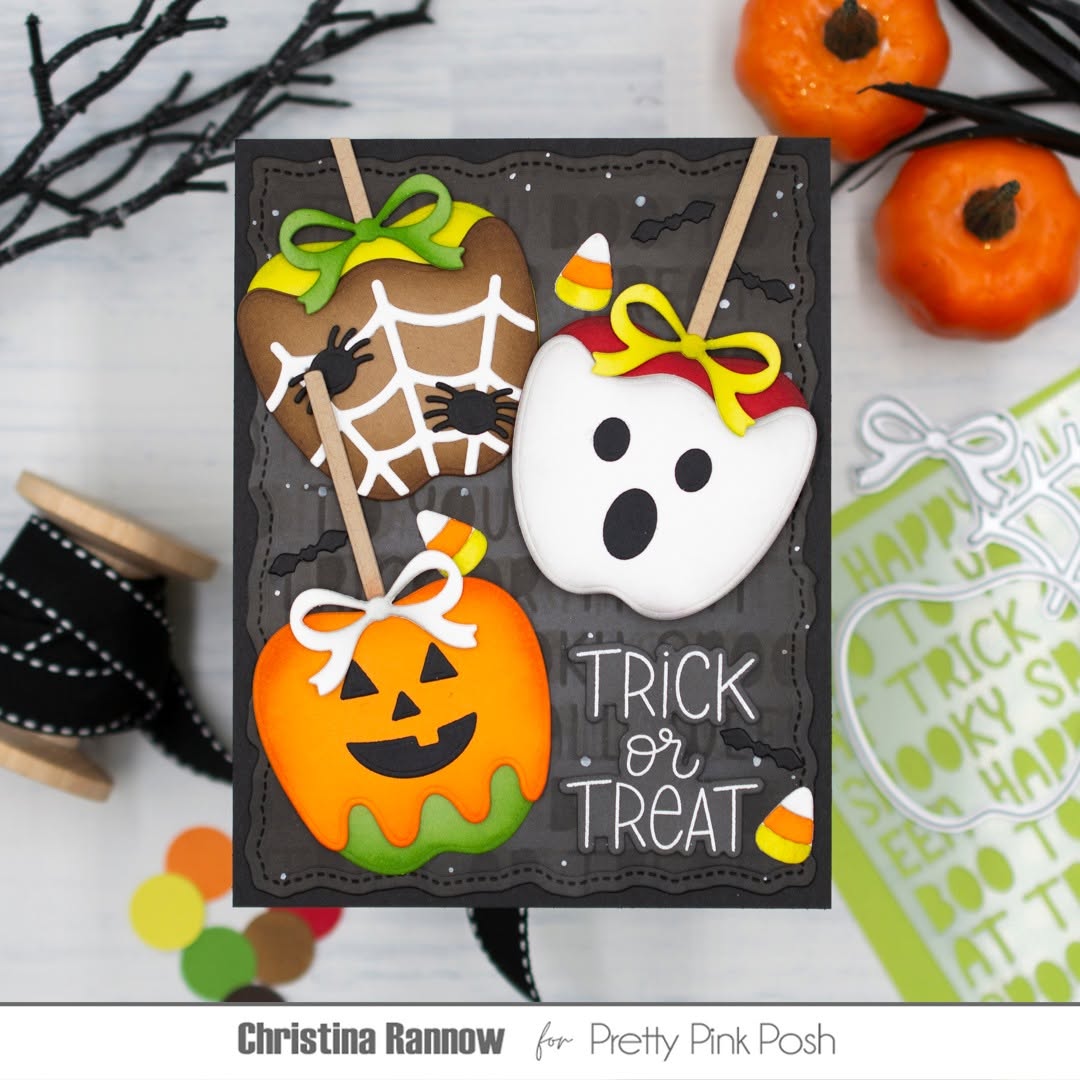 Pretty Pink Posh Halloween Caramel Apple trick or treat card