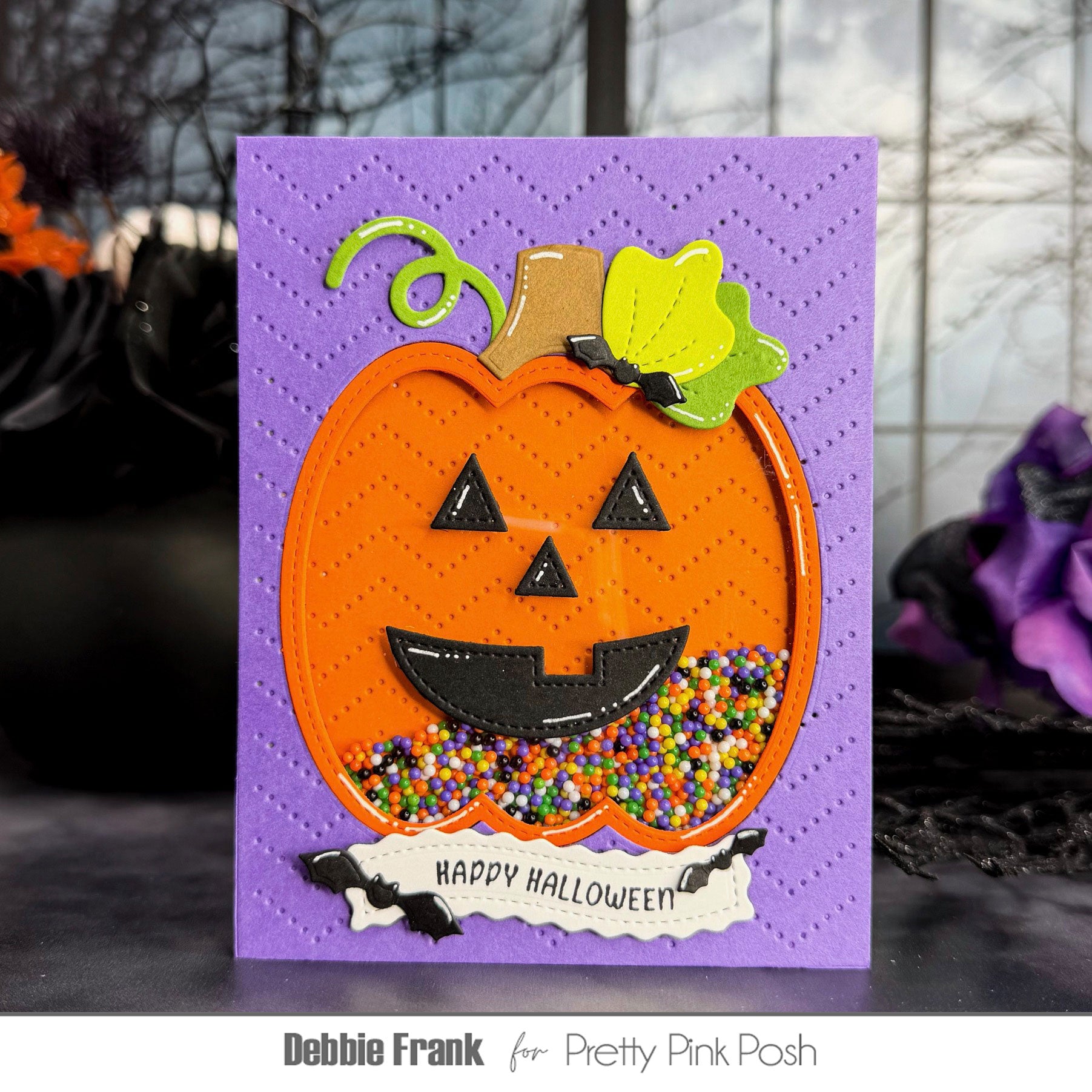 Pretty Pink Posh Halloween Fun Shaker Beads happy halloween card
