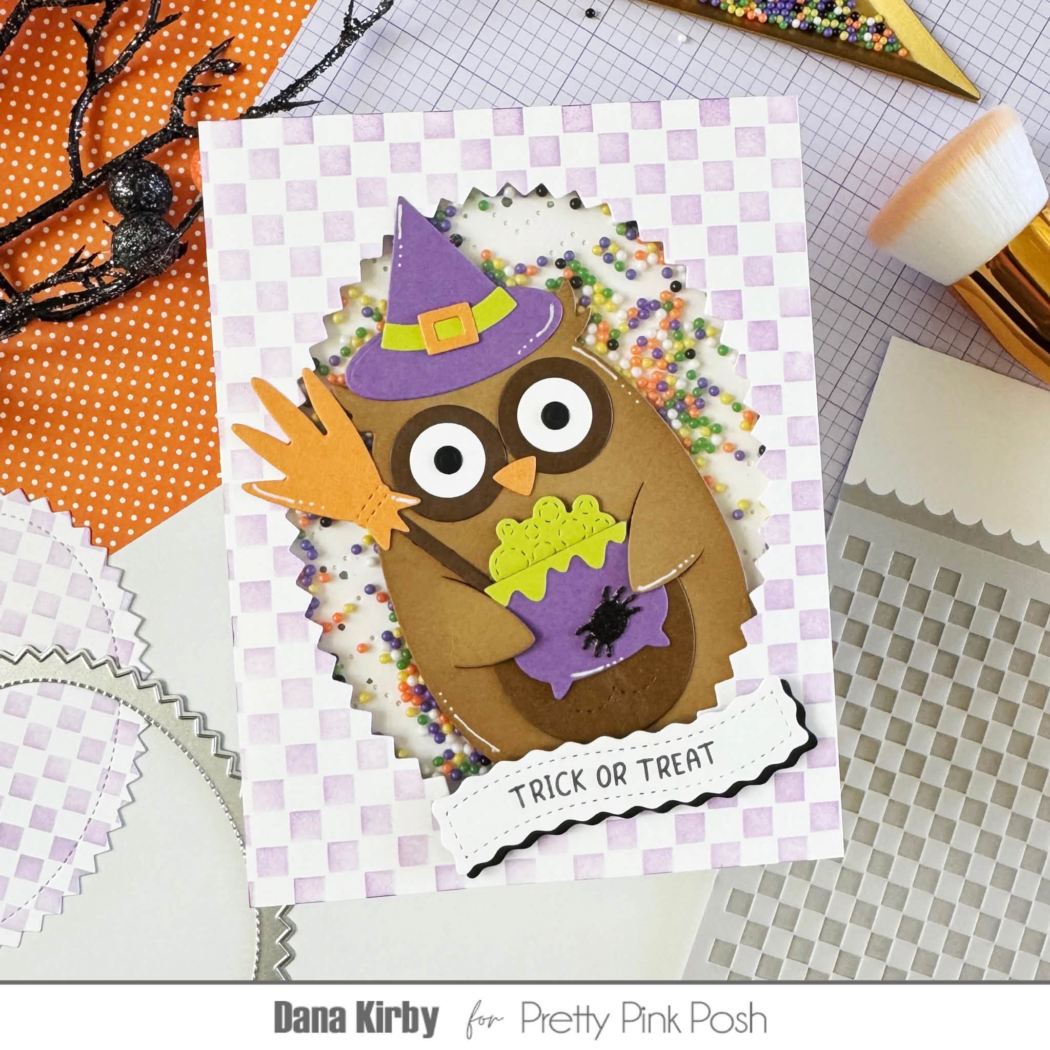Pretty Pink Posh Halloween Fun Shaker Beads trick or treat shaker card