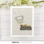 Pretty Pink Posh Halloween Greetings Clear Stamp and Die Set glitter
