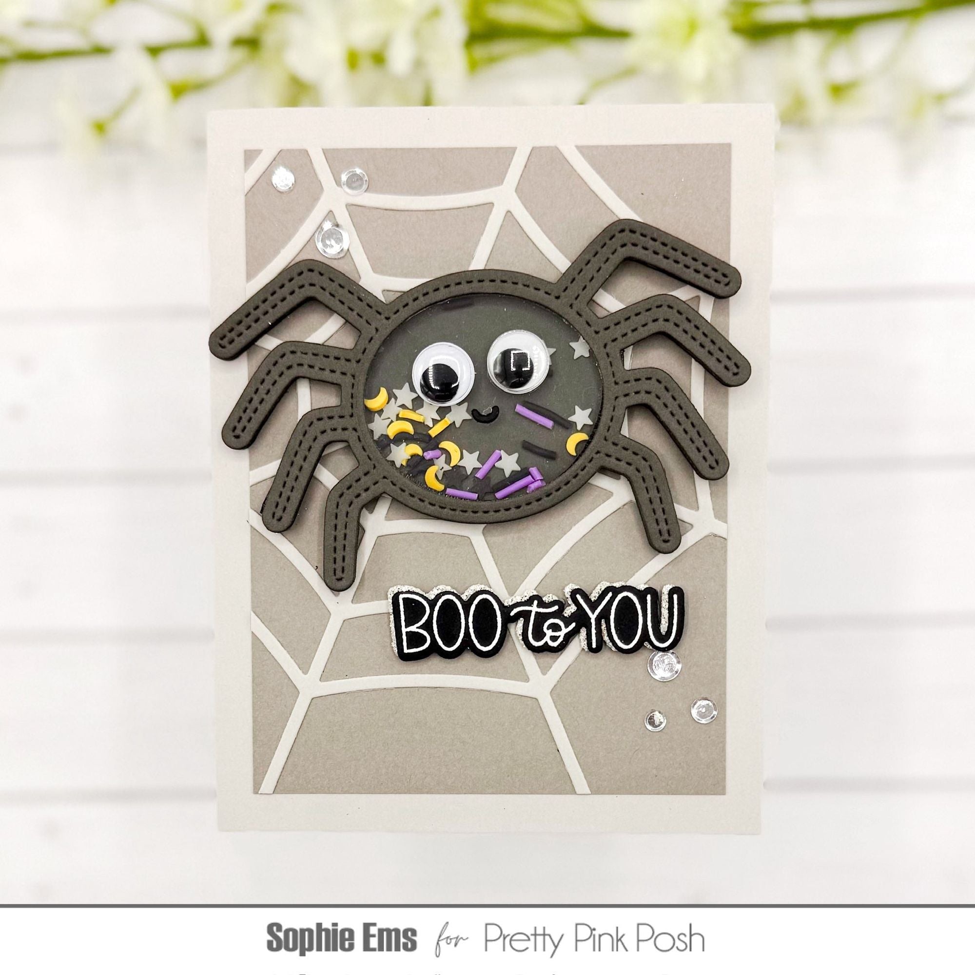 Pretty Pink Posh Halloween Greetings Clear Stamp and Die Set spider
