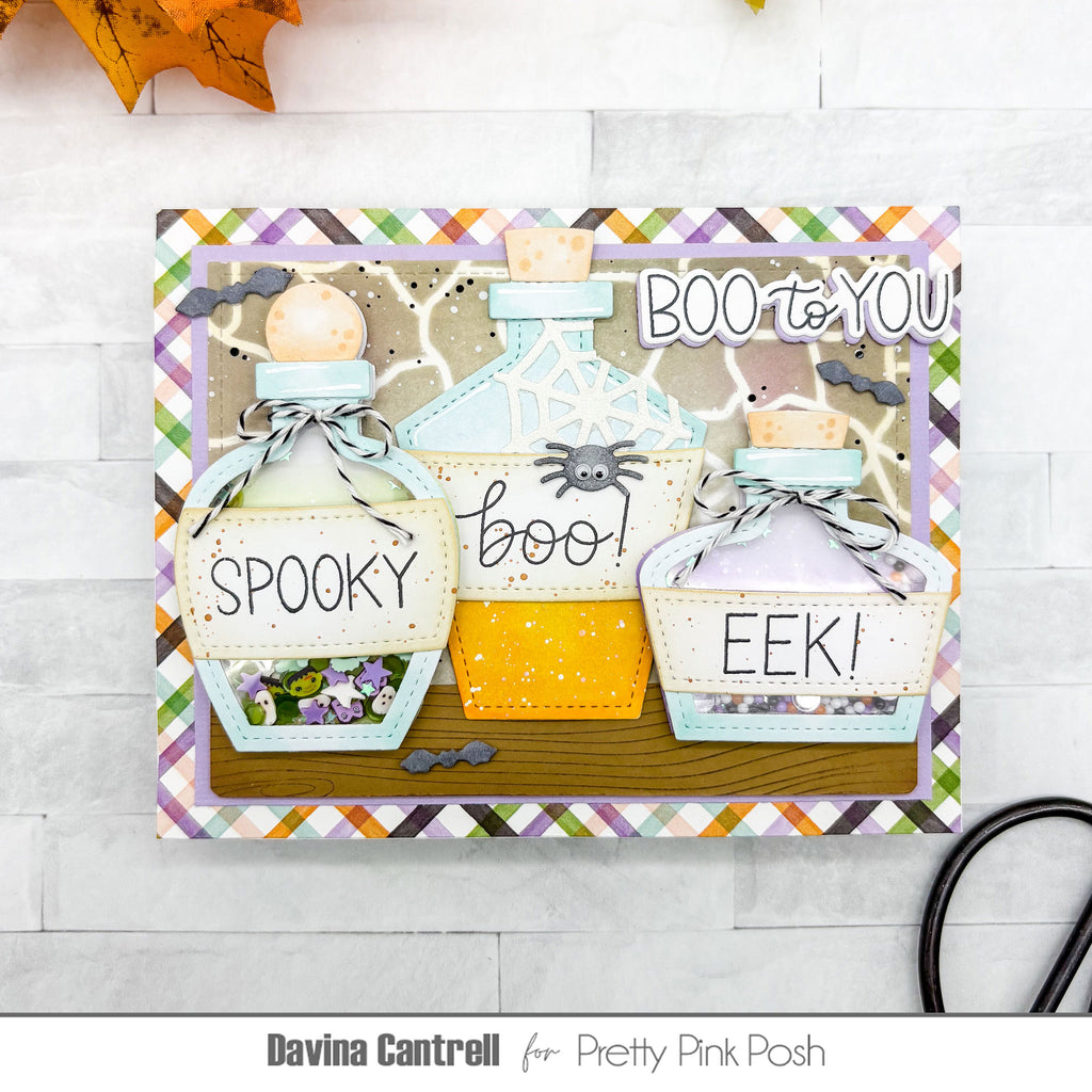 Pretty Pink Posh Halloween Greetings Dies shaker card