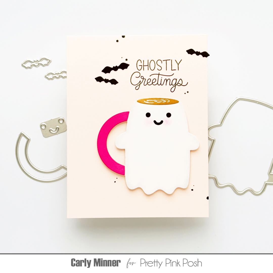 Pretty Pink Posh Halloween Mugs Dies ghostly greetings card
