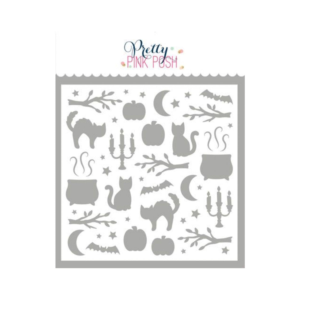 Pretty Pink Posh Halloween Silhouettes Background Stencil