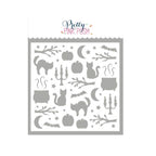 Pretty Pink Posh Halloween Silhouettes Background Stencil