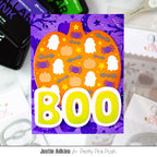 Pretty Pink Posh Halloween Silhouettes Background Stencil decorated pumpkin card
