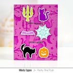 Pretty Pink Posh Halloween Silhouettes Clear Stamp and Die Set pink happy haunting card