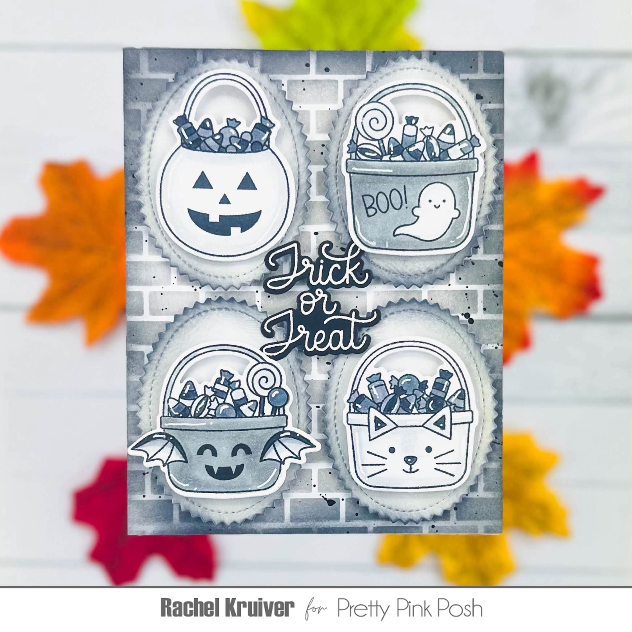 Pretty Pink Posh Halloween Treat Buckets Coordinating Dies trick or treat card