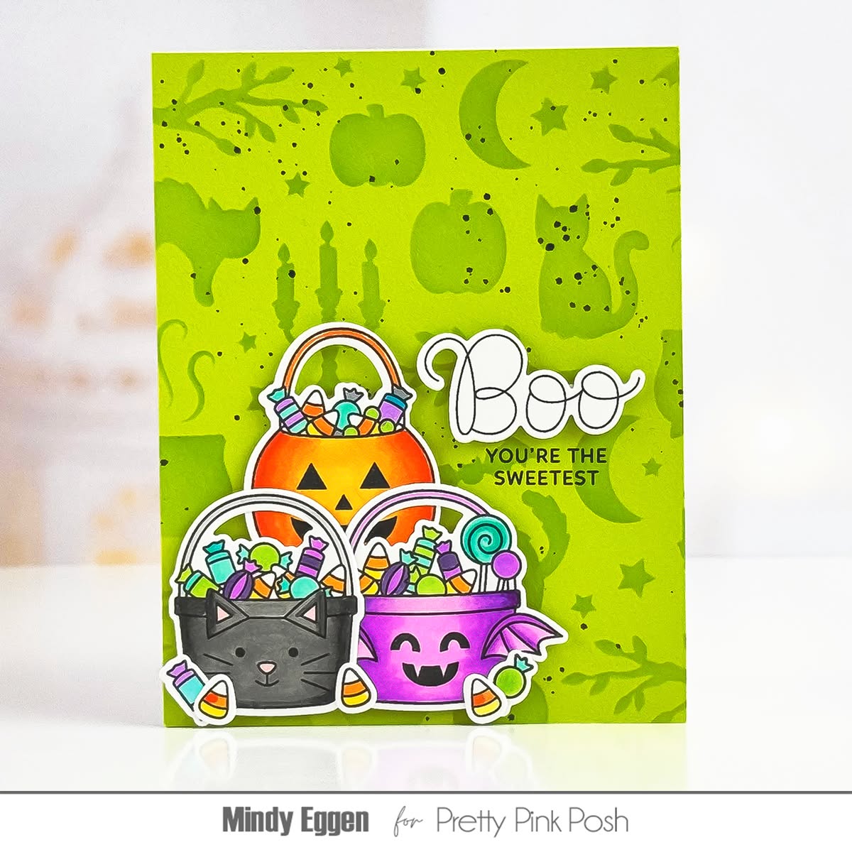 Pretty Pink Posh Halloween Treat Buckets Coordinating Dies you're the sweetest card