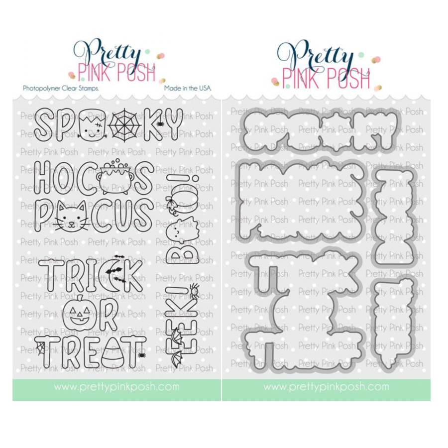 Pretty Pink Posh Halloween Word Scenes Clear Stamp and Die Set