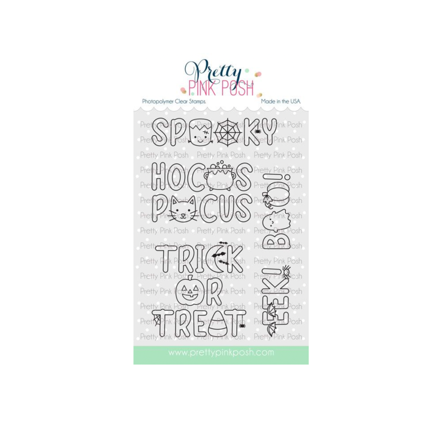 Pretty Pink Posh Halloween Word Scenes Clear Stamp and Die Set image 1