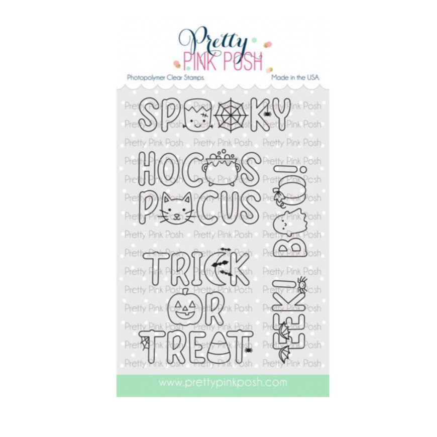 Pretty Pink Posh Halloween Word Scenes Clear Stamps