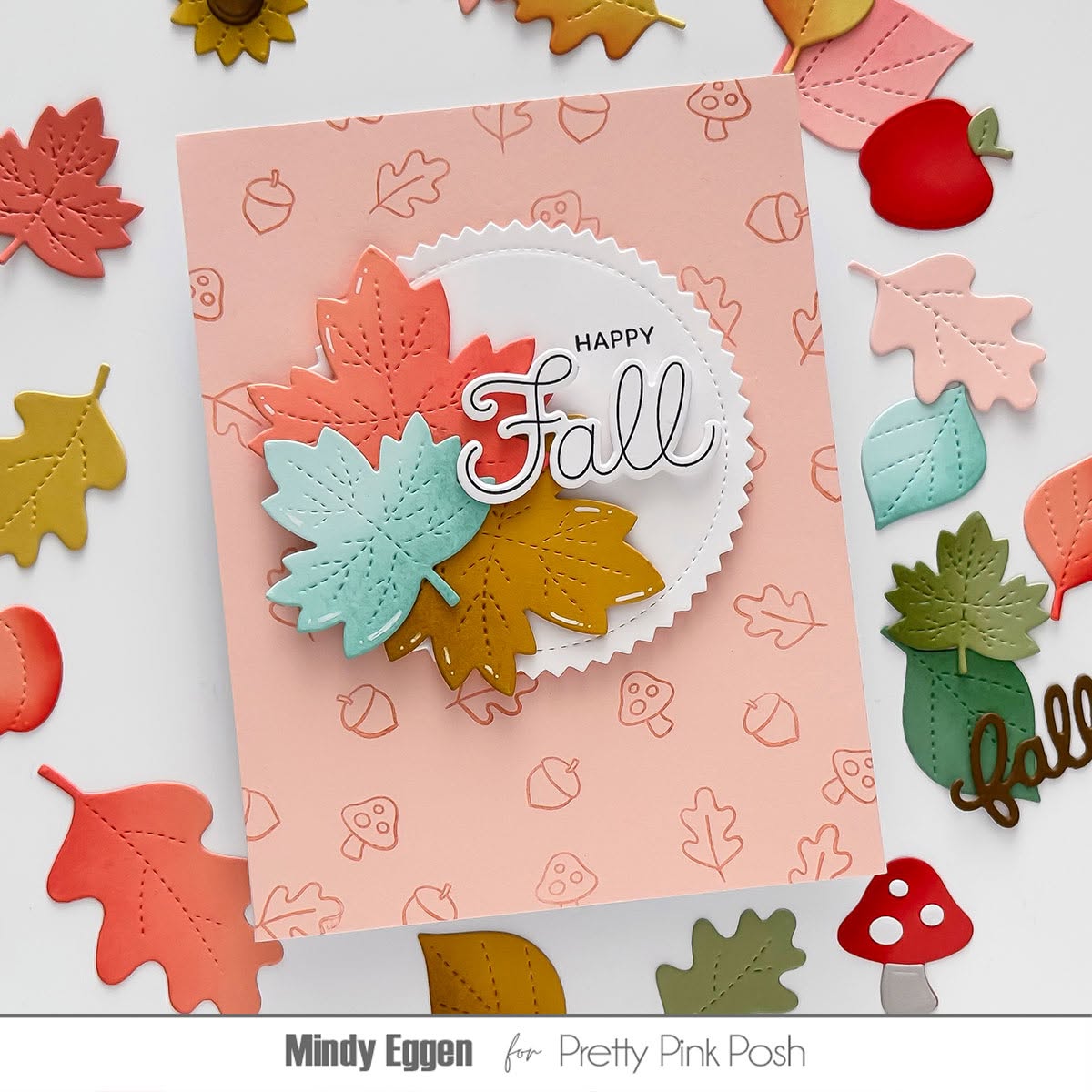 Pretty Pink Posh Happy Fall Clear Stamps fall leaves card