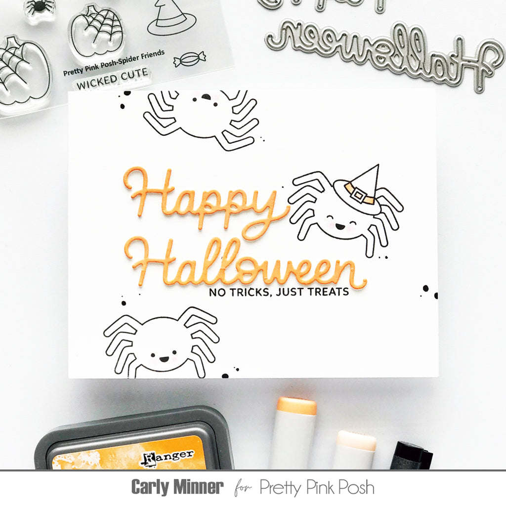 Pretty Pink Posh Happy Halloween Shadow Dies spiders