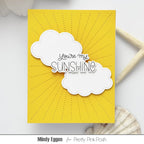 Pretty Pink Posh Happy Summer Clear Stamps yellow rays stitched clouds card