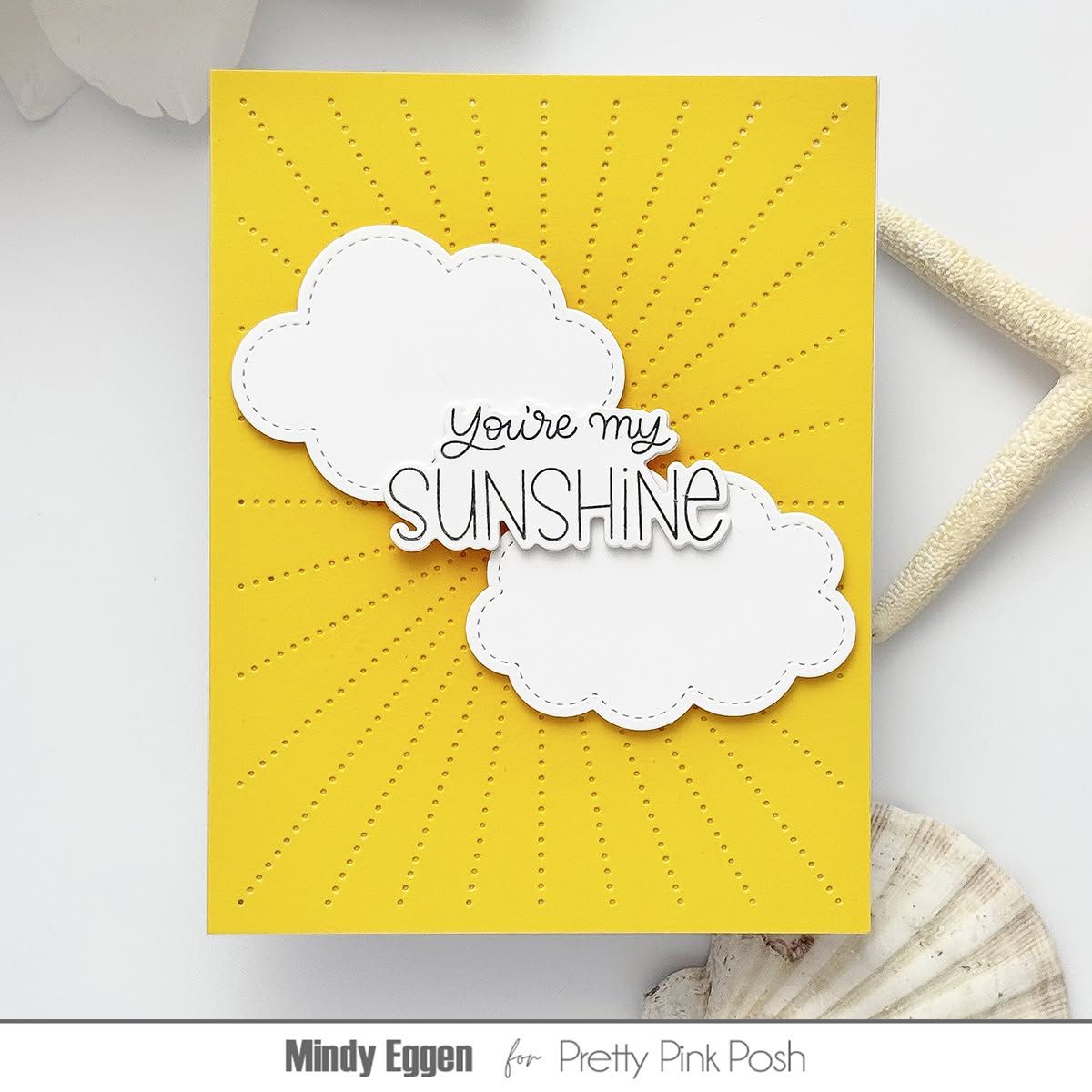 Pretty Pink Posh Happy Summer Dies yellow rays stitched clouds card
