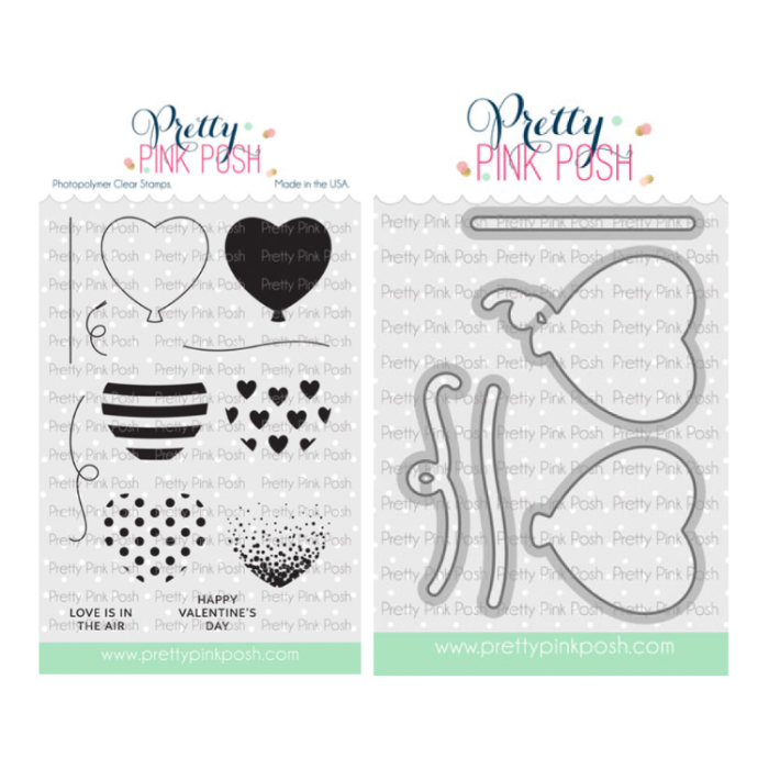 Pretty Pink Posh Heart Balloons Clear Stamp and Die Set