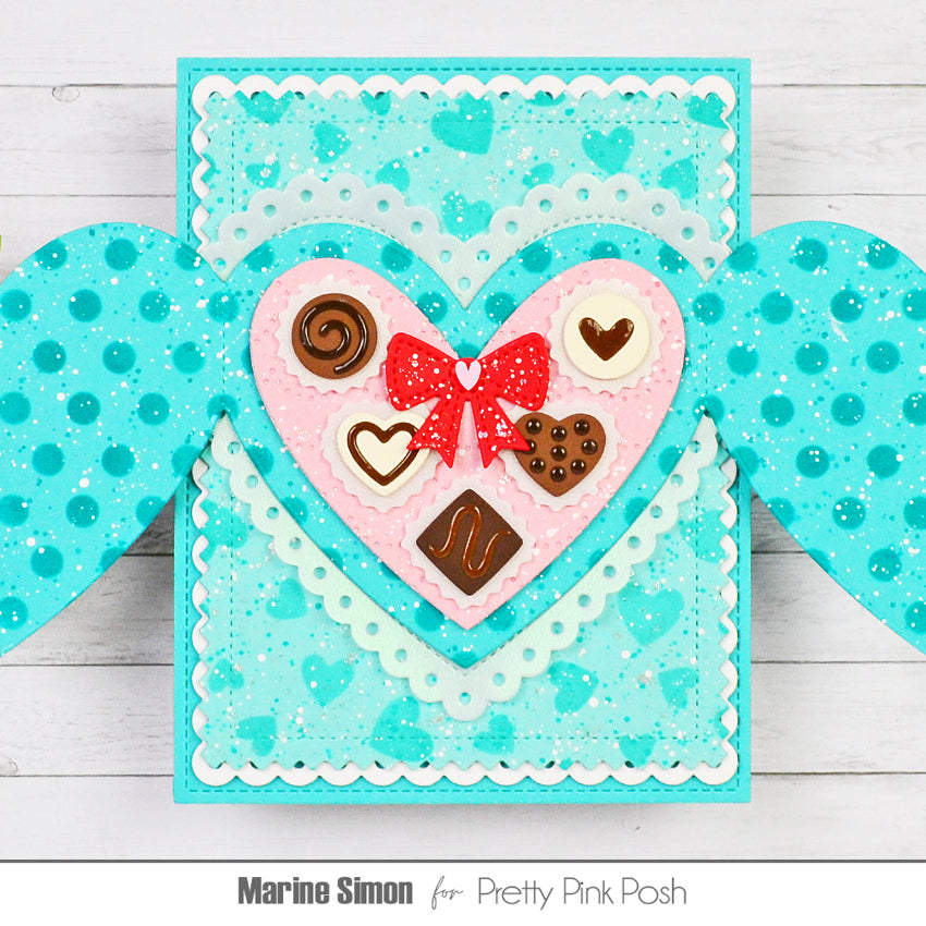 Pretty Pink Posh Heart Card Base Dies blue