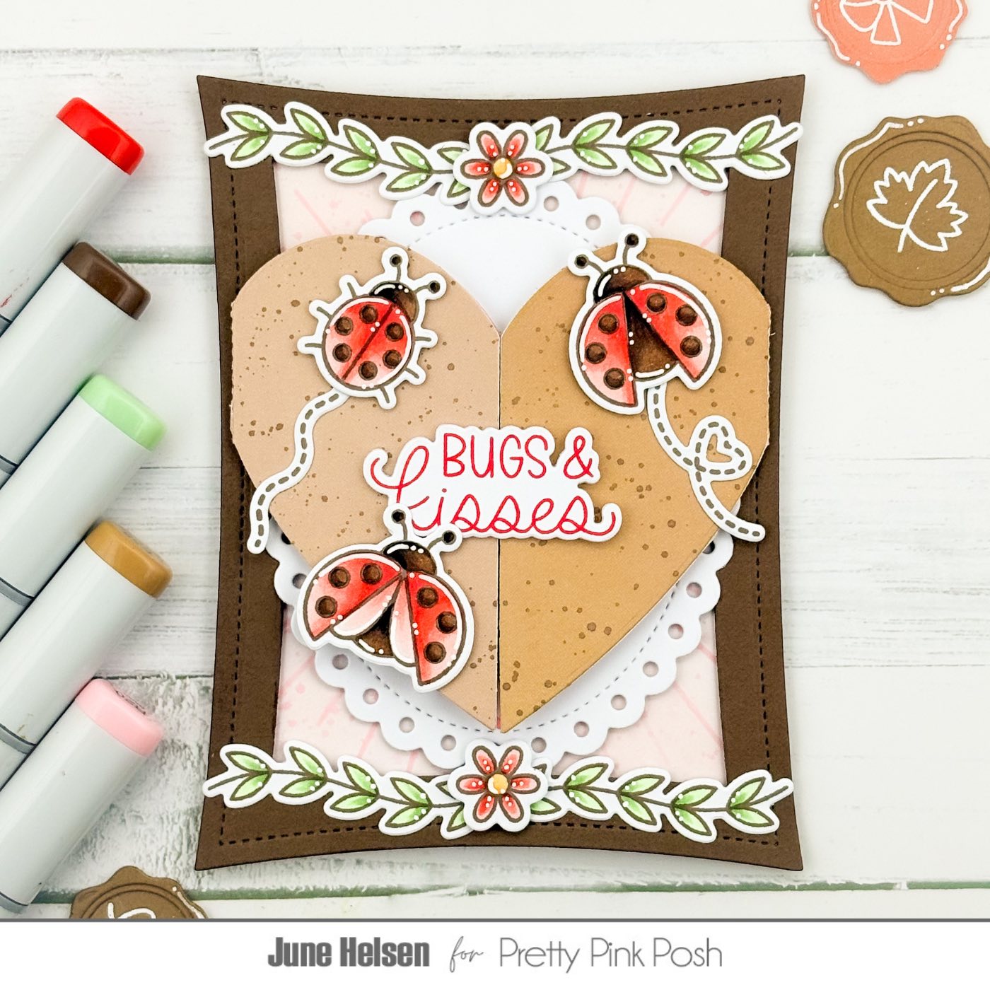 Pretty Pink Posh Heart Card Base Dies ladybug