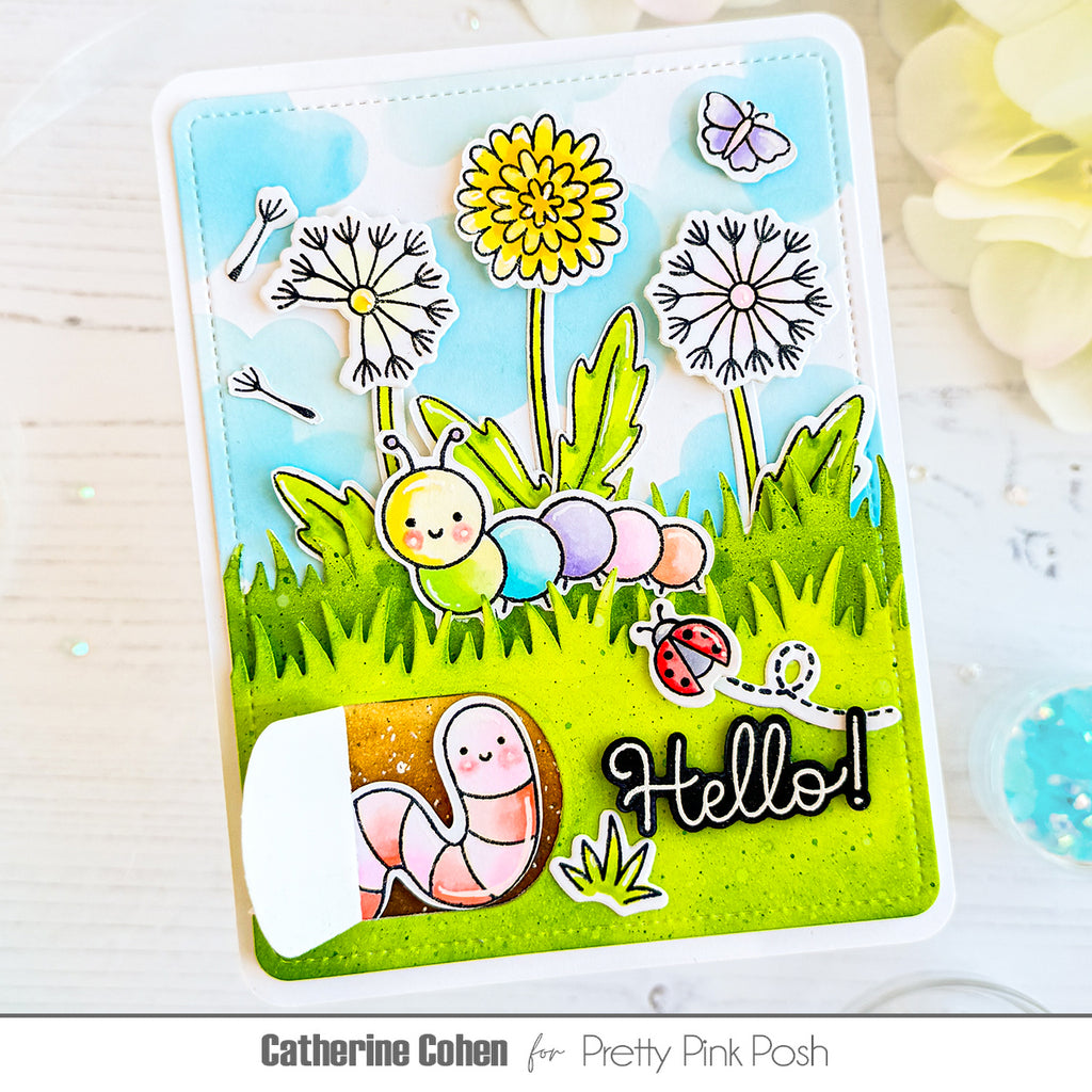 Pretty Pink Posh Hello Friend Clear Stamps dandelions