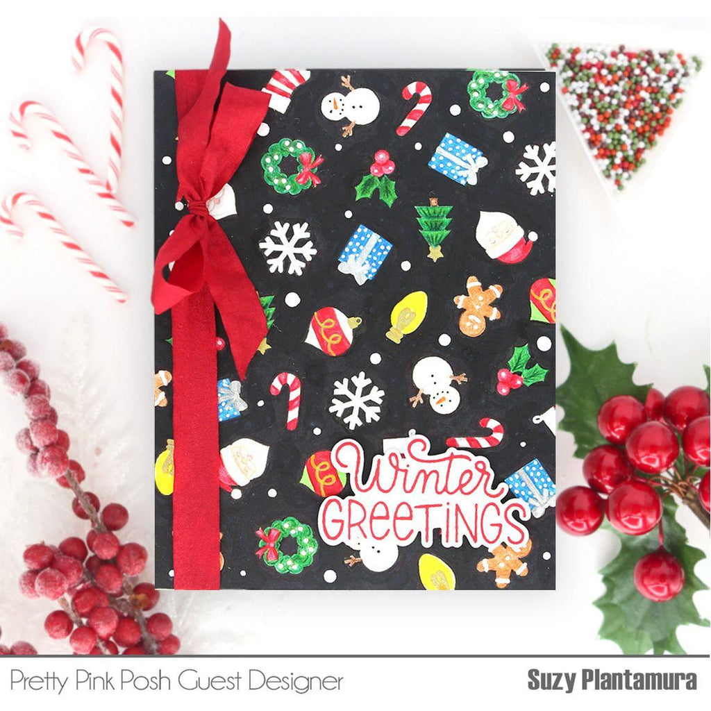 Pretty Pink Posh Holiday Icons Clear Stamp and Die Set red bow