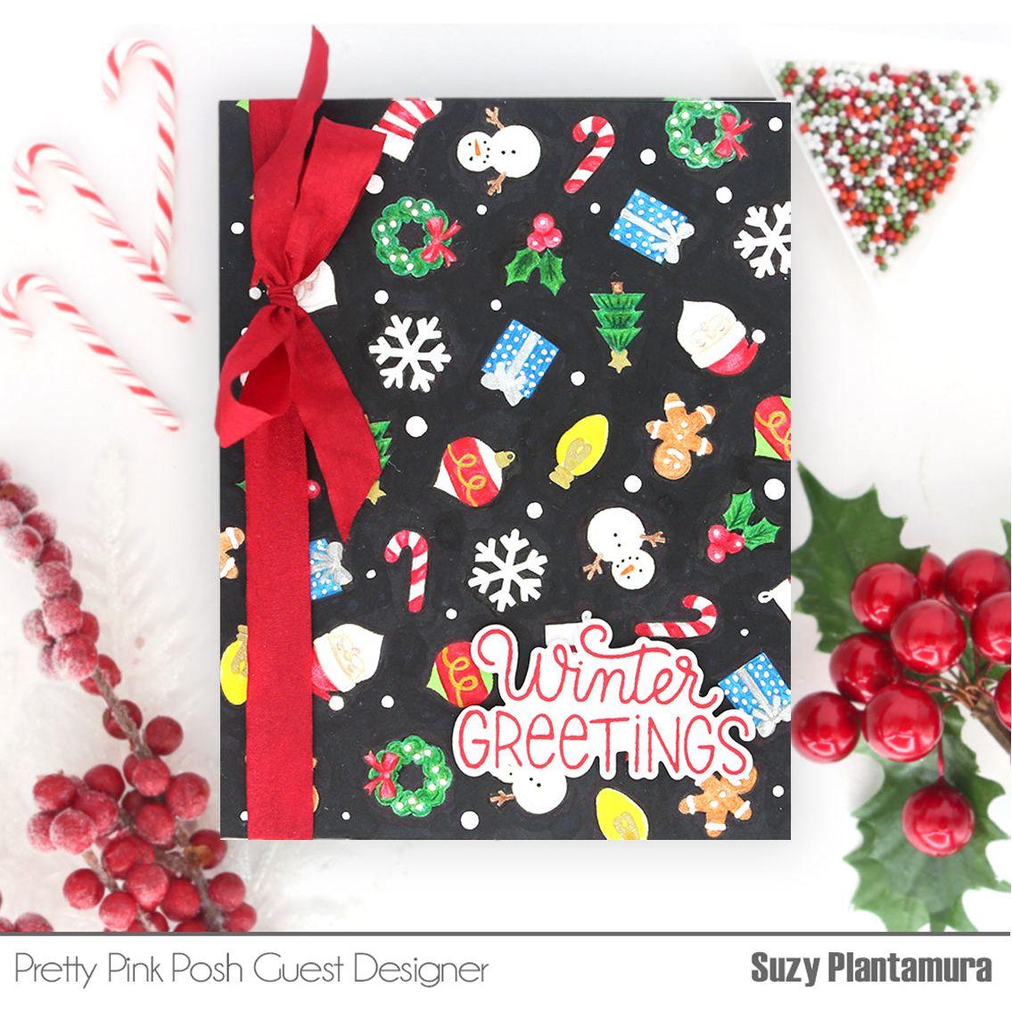 Pretty Pink Posh Holiday Icons Clear Stamp and Die Set red bow