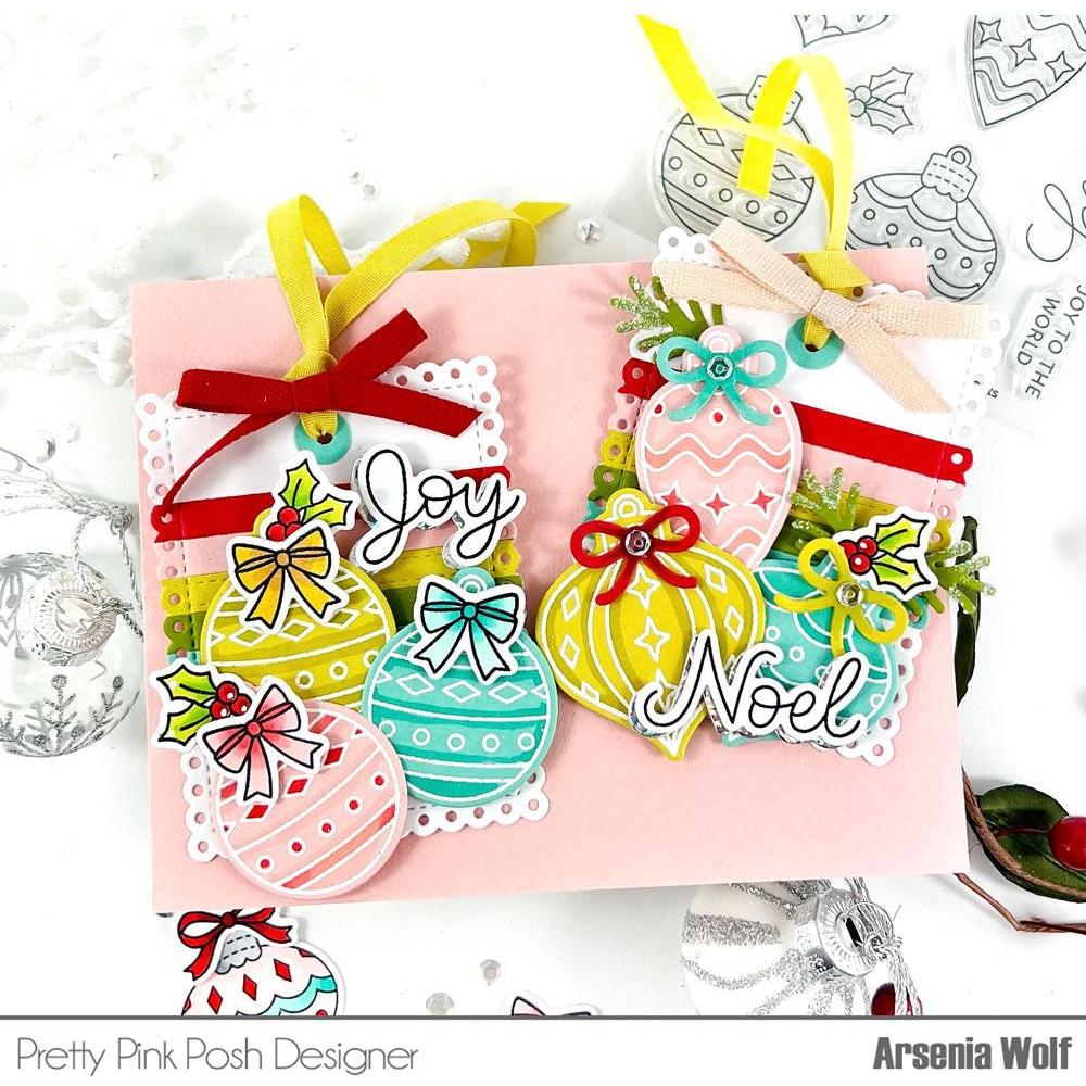 Pretty Pink Posh Holiday Ornaments Clear Stamp and Die Set tags