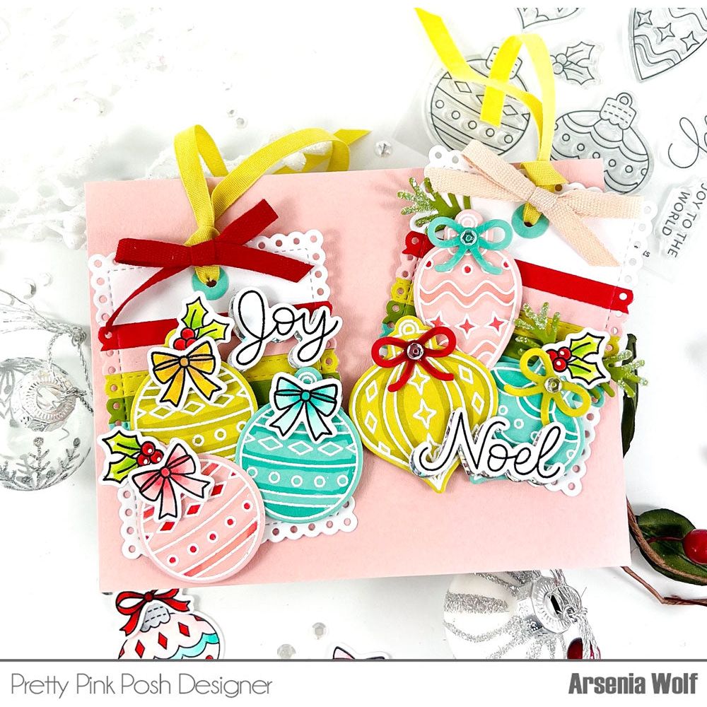 Pretty Pink Posh Holiday Ornaments Clear Stamps tags
