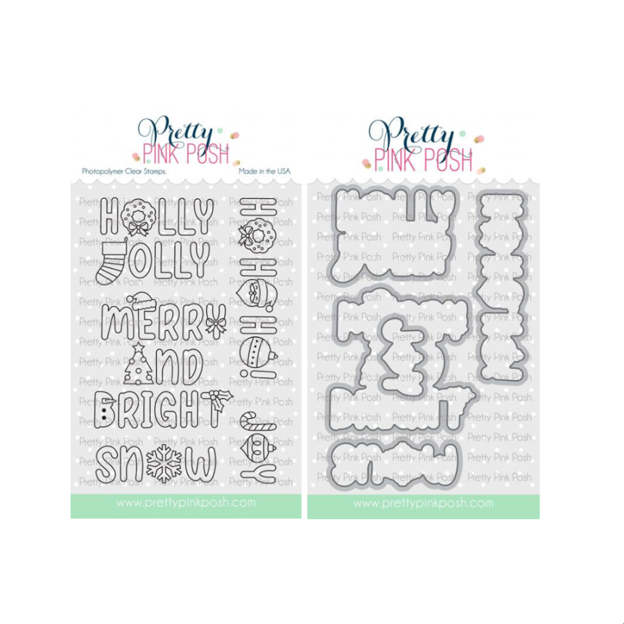 Pretty Pink Posh Holiday Word Scenes Clear Stamp and Die Set