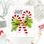 Pretty Pink Posh Holiday Word Scenes Clear Stamp and Die Set gold bow | color-code:ALT01