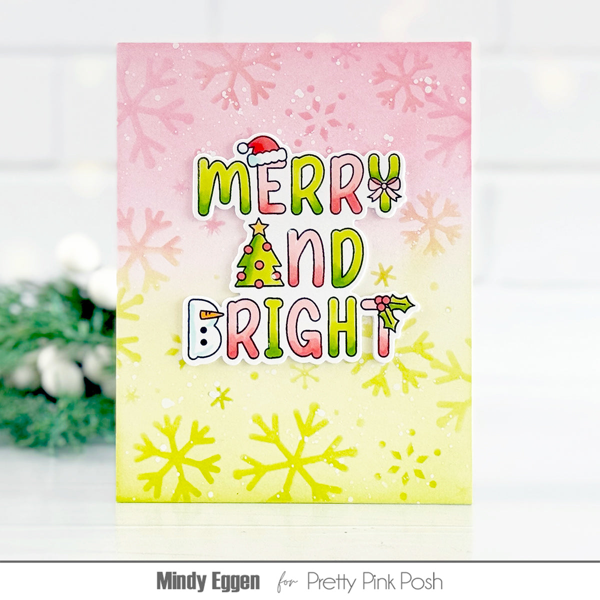 Pretty Pink Posh Holiday Word Scenes Clear Stamp and Die Set snowflakes