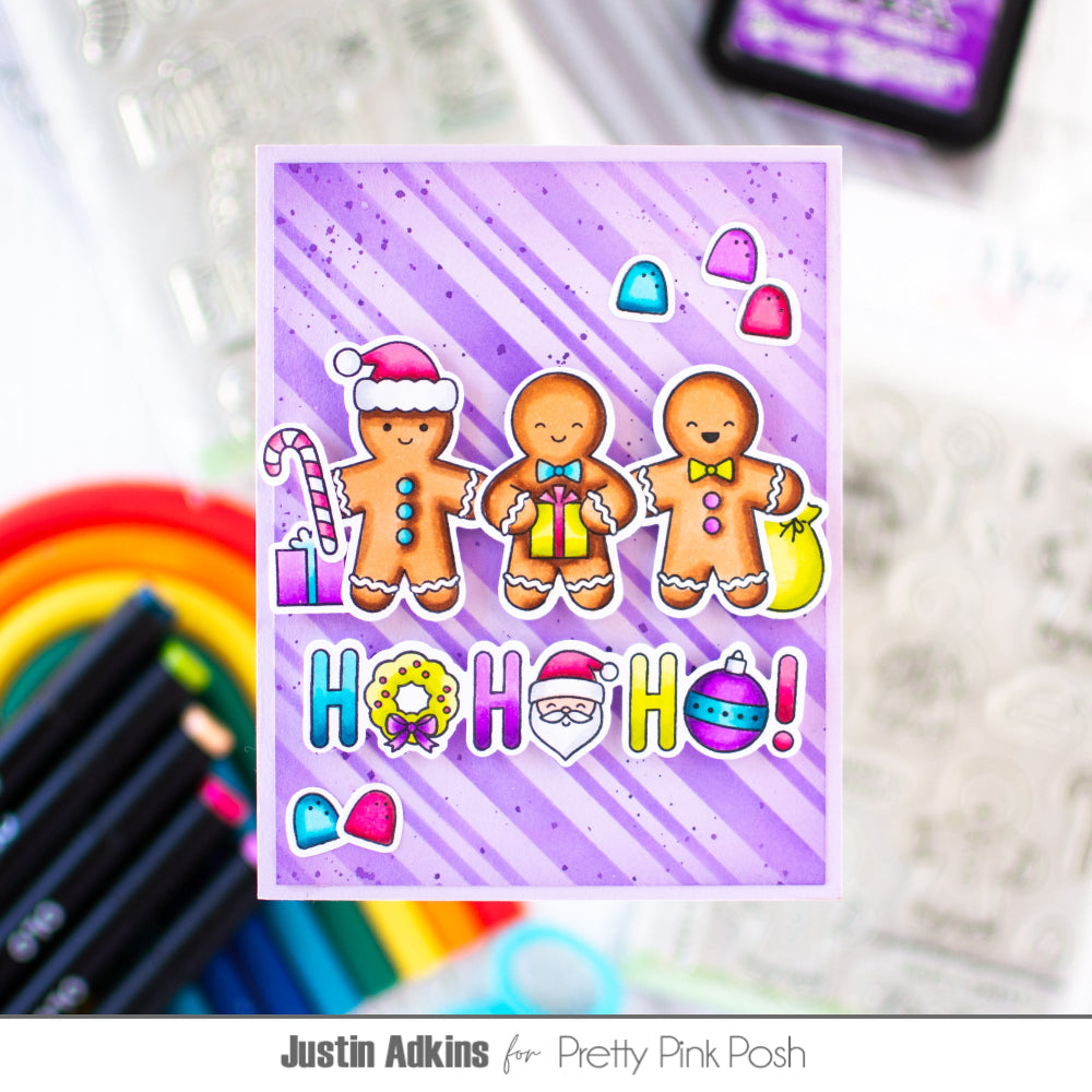 Pretty Pink Posh Holiday Word Scenes Clear Stamps purple