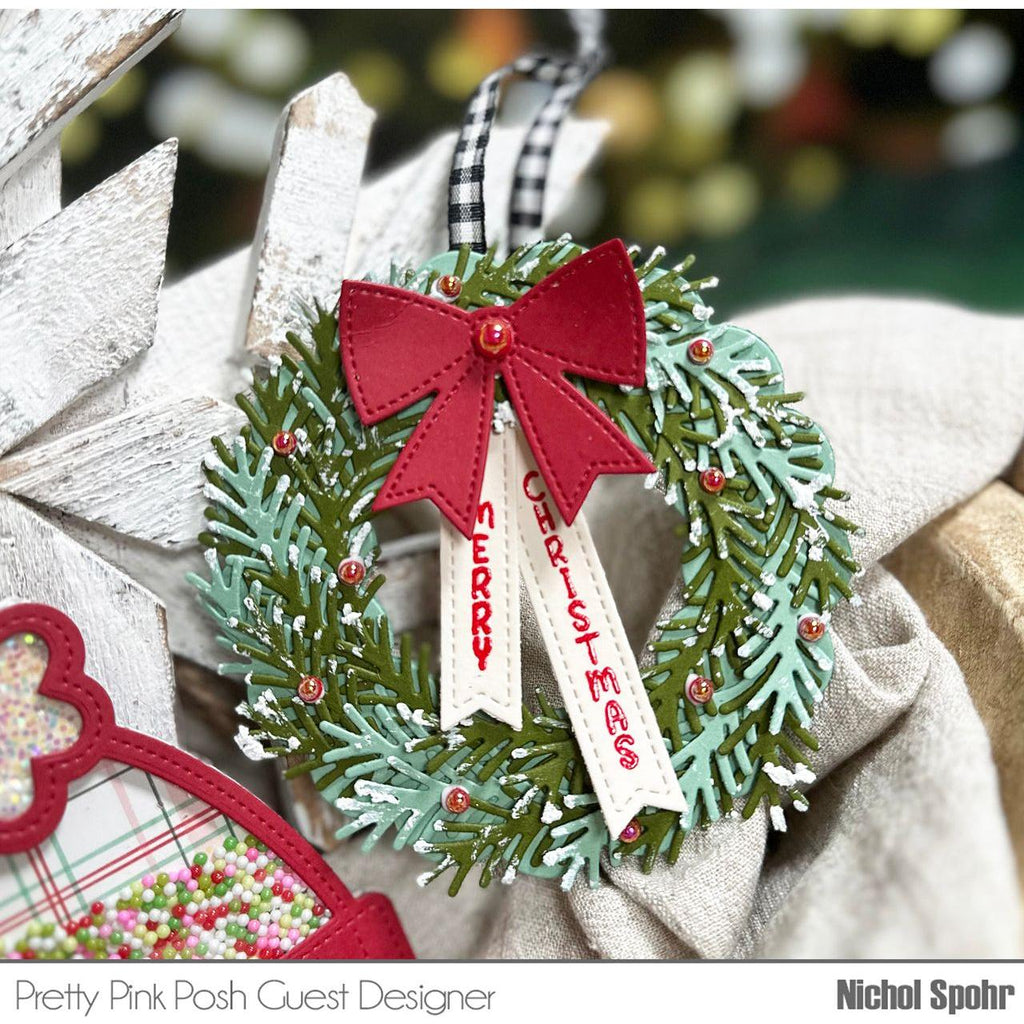 Pretty Pink Posh Holiday Wreath Builder Dies gift tag | color-code:ALT01