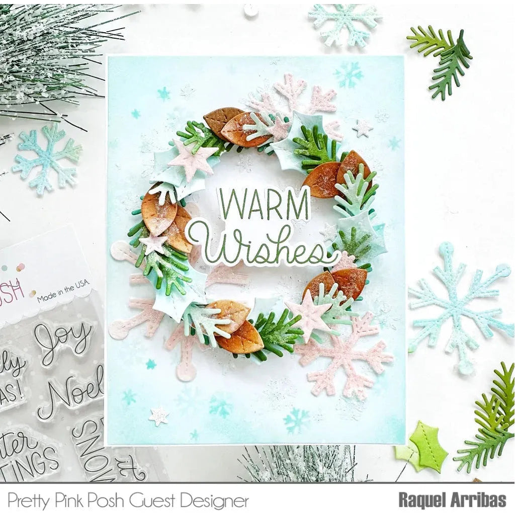 Pretty Pink Posh Holiday Wreath Builder Dies warm wishes