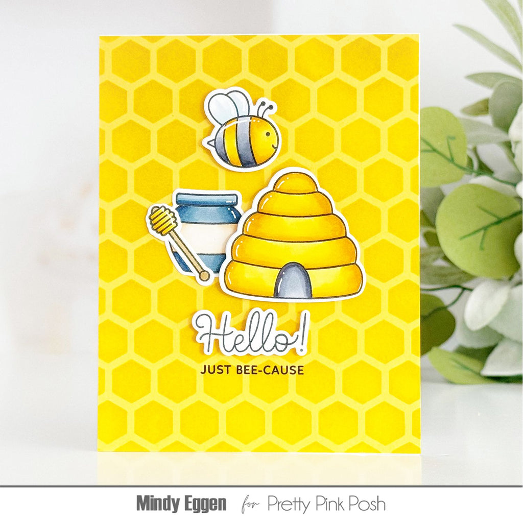 Pretty Pink Posh Honeycomb Stencil honey pot