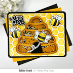 Pretty Pink Posh Honeycomb Stencil three bumble bees | color-code:ALT02