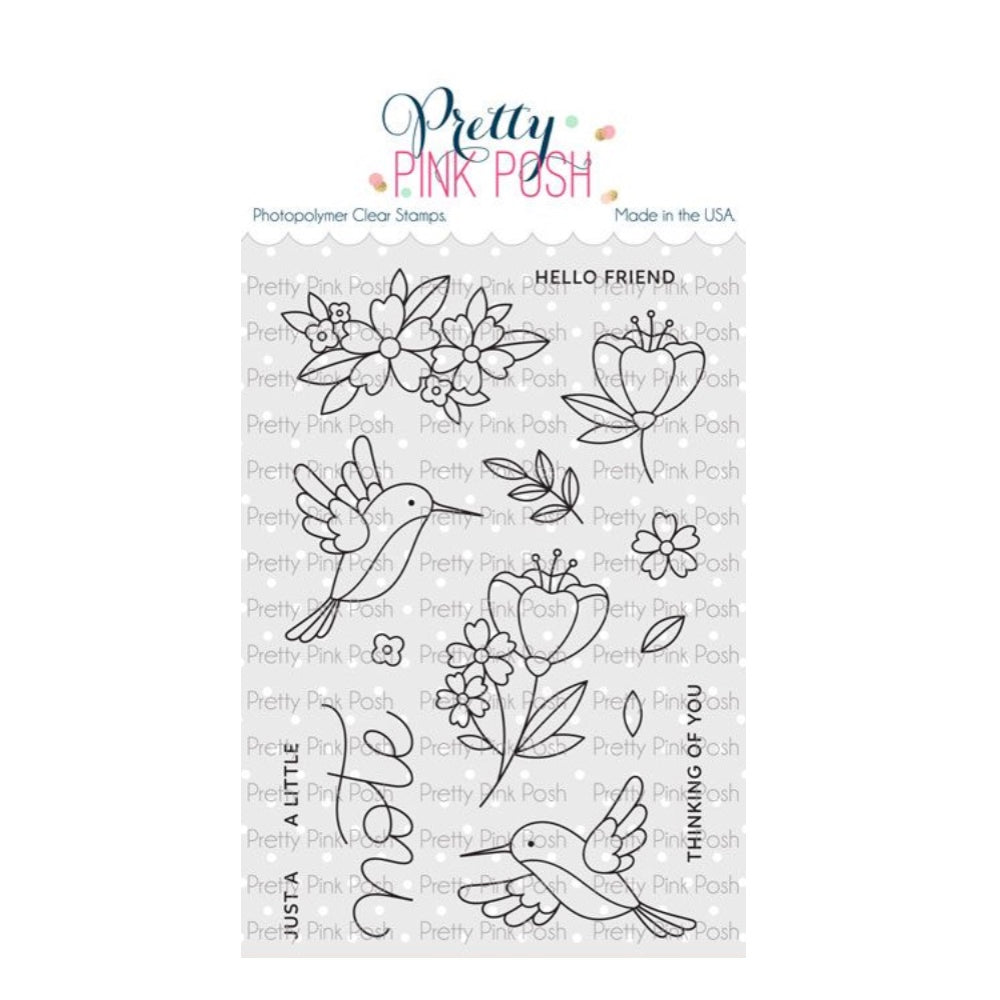 Pretty Pink Posh Hummingbird Floral Clear Stamps