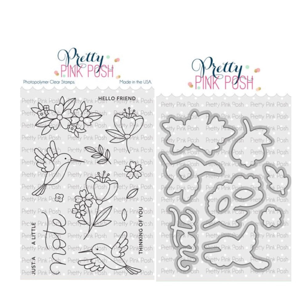 Pretty Pink Posh Hummingbird Floral Clear Stamp and Die Set2